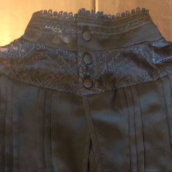 Cynthia Vincent Black Lace Buttoned Turtleneck Top - Picture 5 of 8